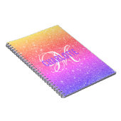 Meiskleurige regenboog Glitter Monogram Naam Notitieboek (Rechterzijde)