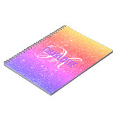 Meiskleurige regenboog Glitter Monogram Naam Notitieboek (Linkerzijde)