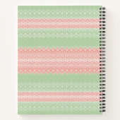 Meislicht-groene nit koraalroze strepen en naam notitieboek (Achterkant)