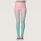 Meislicht roze Blauwgroen gradiënt Leggings (Voorkant)
