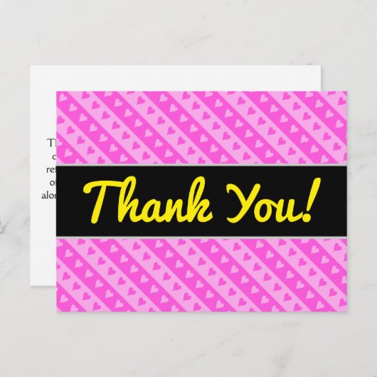 Meislicht roze en donkerroze hartstrepen patroon briefkaart (Voorkant / Achterkant)