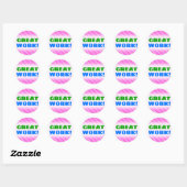 Meislicht roze en donkerroze hartstrepen patroon ronde sticker (Vel)