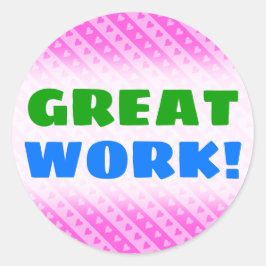 Meislicht roze en donkerroze hartstrepen patroon ronde sticker