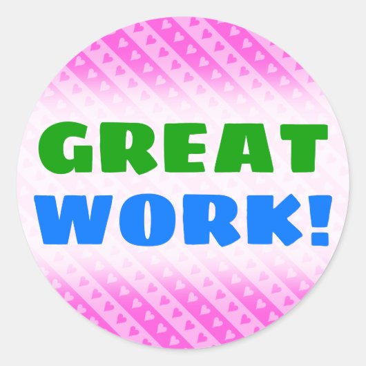 Meislicht roze en donkerroze hartstrepen patroon ronde sticker (Voorkant)