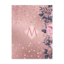 Meislust Ever ROSEGOLD Blue Pink Floral MONOGRAM