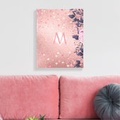 Meislust Ever ROSEGOLD Blue Pink Floral MONOGRAM Canvas Afdruk (Insitu (Woonkamer))