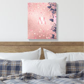 Meislust Ever ROSEGOLD Blue Pink Floral MONOGRAM Canvas Afdruk (Insitu (Slaapkamer))