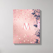 Meislust Ever ROSEGOLD Blue Pink Floral MONOGRAM Canvas Afdruk (Voorkant)