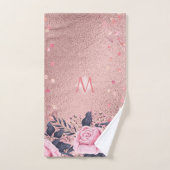 Meislust Ever ROSEGOLD Blue Pink Floral MONOGRAM Handdoek (Handdoek)