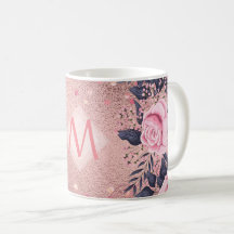 Meislust Ever ROSEGOLD Blue Pink Floral MONOGRAM