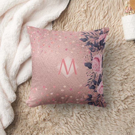 Meislust Ever ROSEGOLD Blue Pink Floral MONOGRAM Kussen (Deken)
