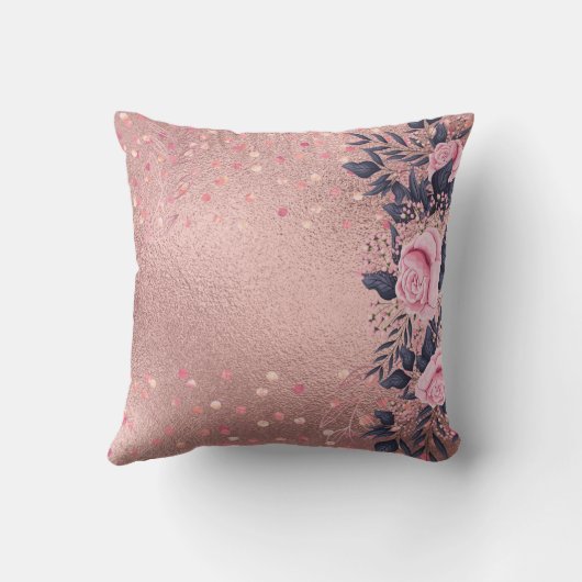 Meislust Ever ROSEGOLD Blue Pink Floral MONOGRAM Kussen (Achterkant)
