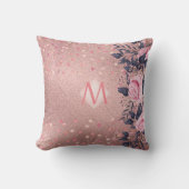 Meislust Ever ROSEGOLD Blue Pink Floral MONOGRAM Kussen (Voorkant)