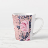 Meislust Ever ROSEGOLD Blue Pink Floral MONOGRAM Latte Mok (Rechts)