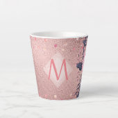 Meislust Ever ROSEGOLD Blue Pink Floral MONOGRAM Latte Mok (Voorkant)