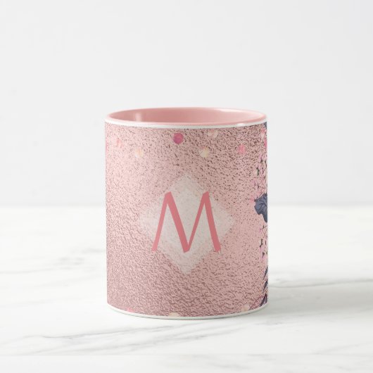 Meislust Ever ROSEGOLD Blue Pink Floral MONOGRAM Mok (Midden)