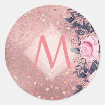Meislust Ever ROSEGOLD Blue Pink Floral MONOGRAM