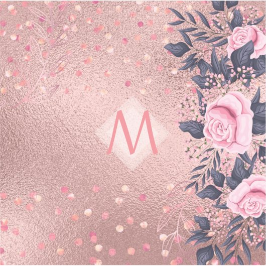 Meislust Ever ROSEGOLD Blue Pink Floral MONOGRAM Sticker (Voorkant)