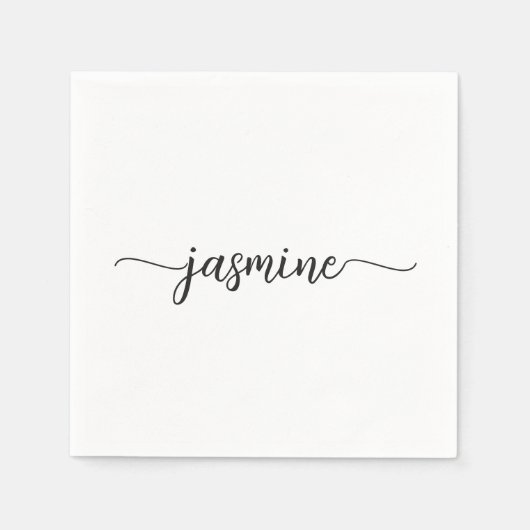 Meisminimalistische witte kalligrafiemonogramnaam servet (Voorkant)