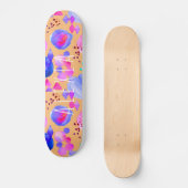 Meismoderne abstracte waterverf jouw naam persoonlijk skateboard (Voorkant)