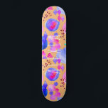 Meismoderne abstracte waterverf jouw naam persoonlijk skateboard<br><div class="desc">Colorful purple,  oranje,  and pink abstract modern art skateboard with personalized name in casual hand-lettered white typography script.</div>