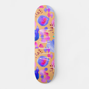 Meismoderne abstracte waterverf jouw naam persoonlijk skateboard