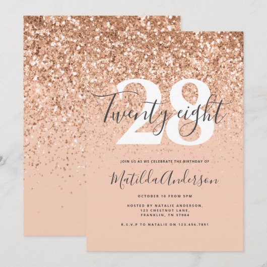 Meismoderne pekglitter-typografie verjaardag (Voorkant / Achterkant)