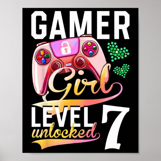 Meisniveau 7 Onvergrendelde videogame 7e verjaarda Poster (Voorkant)