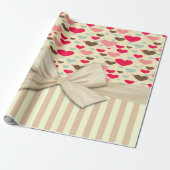 Meisrijk, geavanceerd, gestreept, Bow, hart Cadeaupapier (Uitgerold)