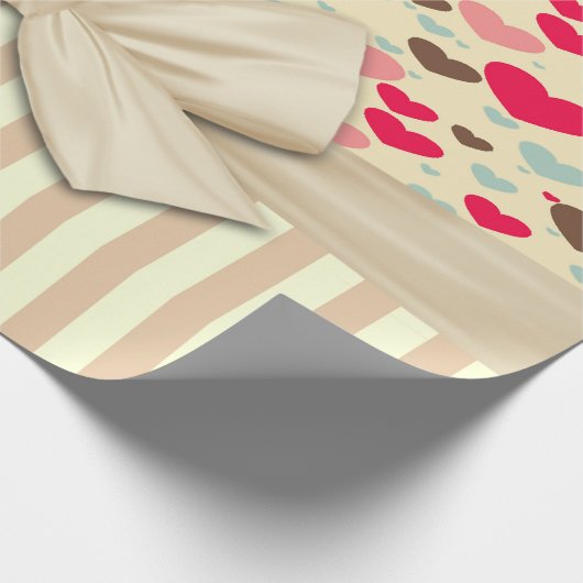 Meisrijk, geavanceerd, gestreept, Bow, hart Cadeaupapier (Hoek)