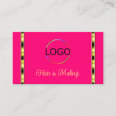 Meisroze afbeelding met Logo Gold Border Professio Visitekaartje (Voorkant)