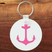 Meisroze Anchor Polka Dot Nautical Design Sleutelhanger (Voorkant)