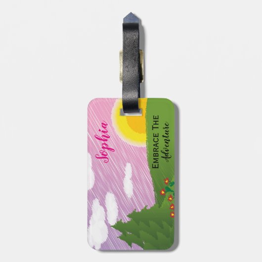 Meisroze avontuurlijke Waterverf Bagagelabel (Achterkant verticaal)
