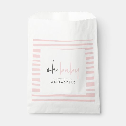 Meisroze baby shower typografie moderne favoriete  bedankzakje (Voorkant)