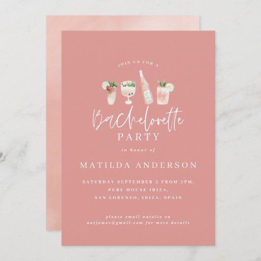 Meisroze bachelorette foto aankondiging (Voorkant / Achterkant)