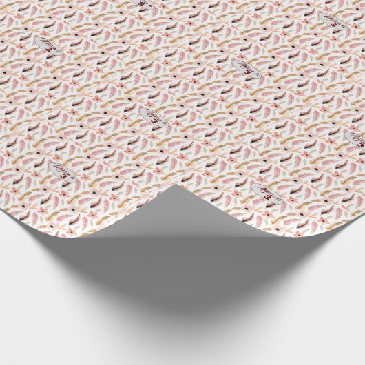 Meisroze benaming Floral Waterverf Birthday Cadeaupapier (Hoek)