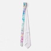 Meisroze blauwgroen waterverf bloempatroon stropdas (Achterkant)