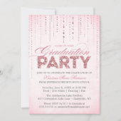 Meisroze Chic Glitter Pareltjes Graduation Party Kaart (Voorkant)
