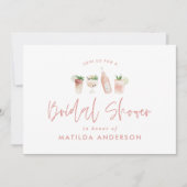 Meisroze cocktail, stijlvol, modern vrijgezellenfe aankondiging (Voorkant)