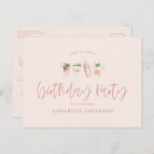 Meisroze cocktail, stijlvol verjaardagsfeest uitnodiging briefkaart (Voorkant / Achterkant)