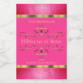 Meisroze en gouden etiketten van producten Glitter (Enkel label)