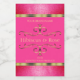 Meisroze en gouden etiketten van producten Glitter