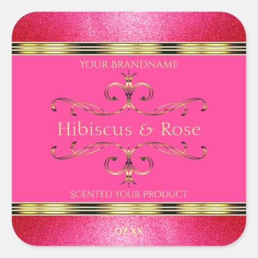 Meisroze en gouden etiketten van producten Glitter (Voorkant)