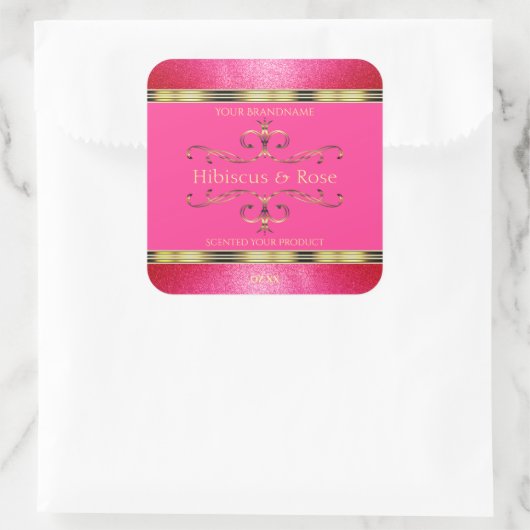 Meisroze en gouden etiketten van producten Glitter (Tas)