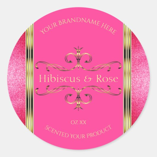 Meisroze en gouden etiketten van producten Glitter (Voorkant)