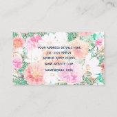 Meisroze en Oranje bloemen Waterverf Verf  Visitekaartje (Achterkant)