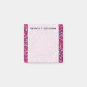 Meisroze en Paars cirkelpatroon + aangepaste naam Post-it® Notes (Voorkant)