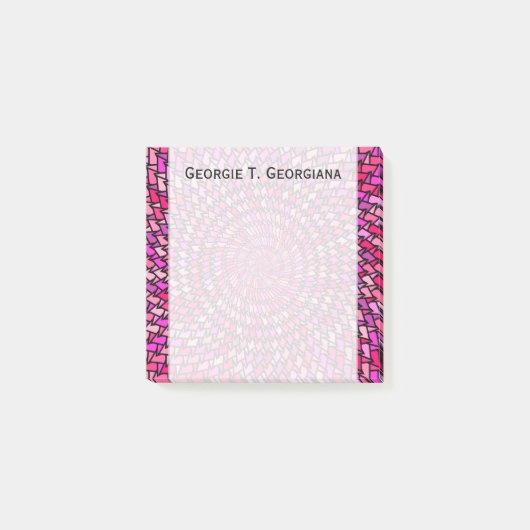 Meisroze en Paars cirkelpatroon + aangepaste naam Post-it® Notes (Voorkant)