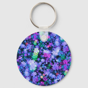 Meisroze en Paarse Floral Succulents Sleutelhanger