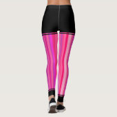 Meisroze en Paarse strepen + Zwarte regio's Leggings (Achterkant)